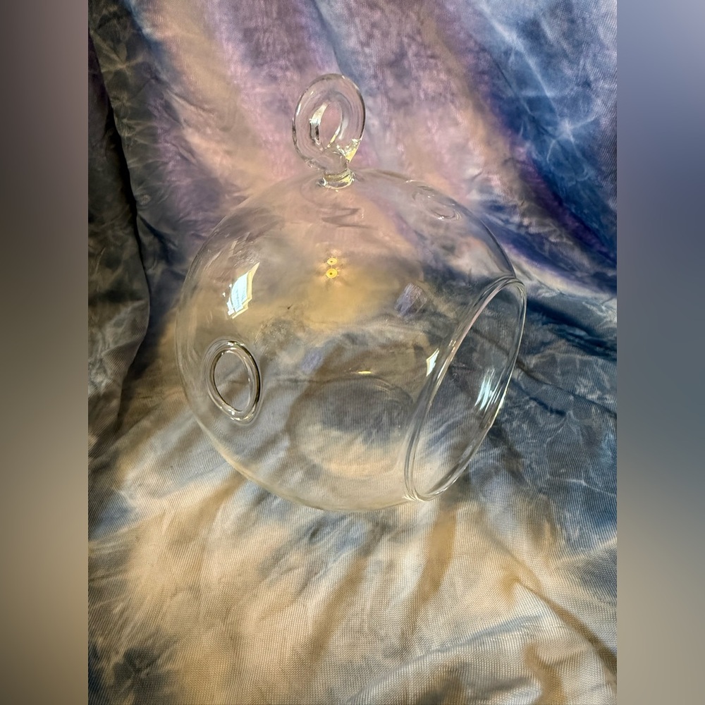 Elegant Glass Hanging Terrarium with Black Stand - Picture 5 of 5